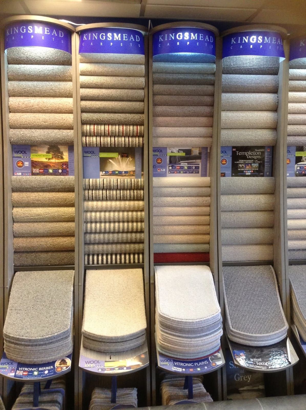 Carpet sample displays in the showroom